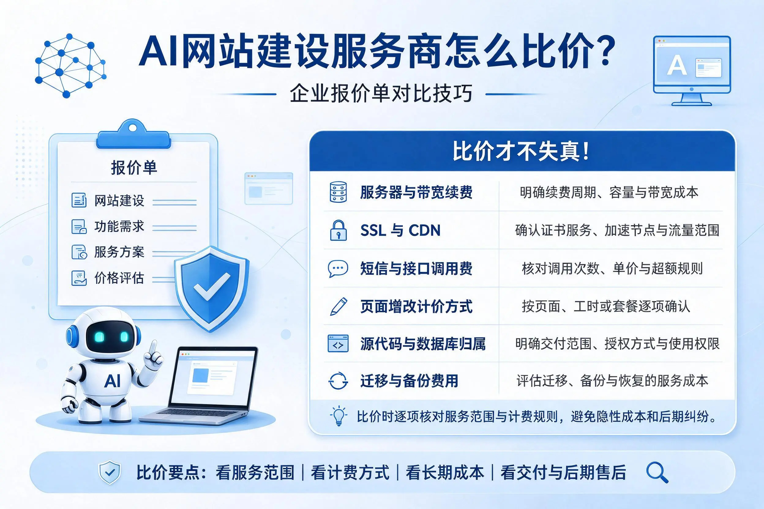 AI网站建设服务商怎么比价?林芝企业报价单对比技巧